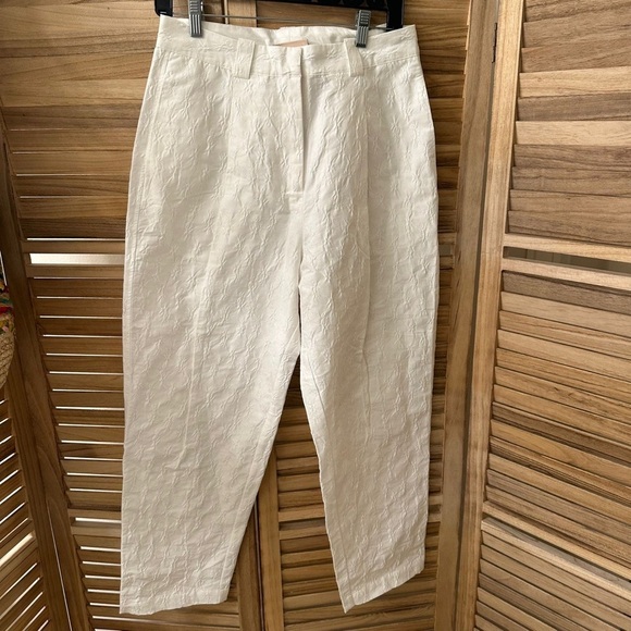 Anthropologie stella nova Jill white texted barrel leg pants Size 6 - Picture 4 of 8